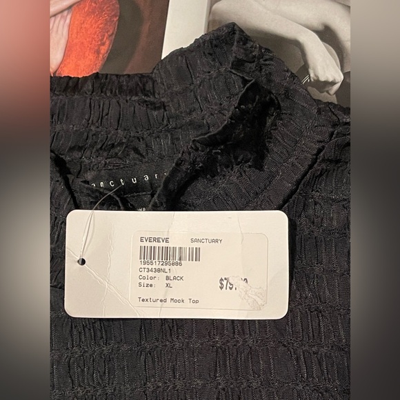 New Evereve Sanctuary Textured Mock Neck Top In Black Size XL - Picture 10 of 16